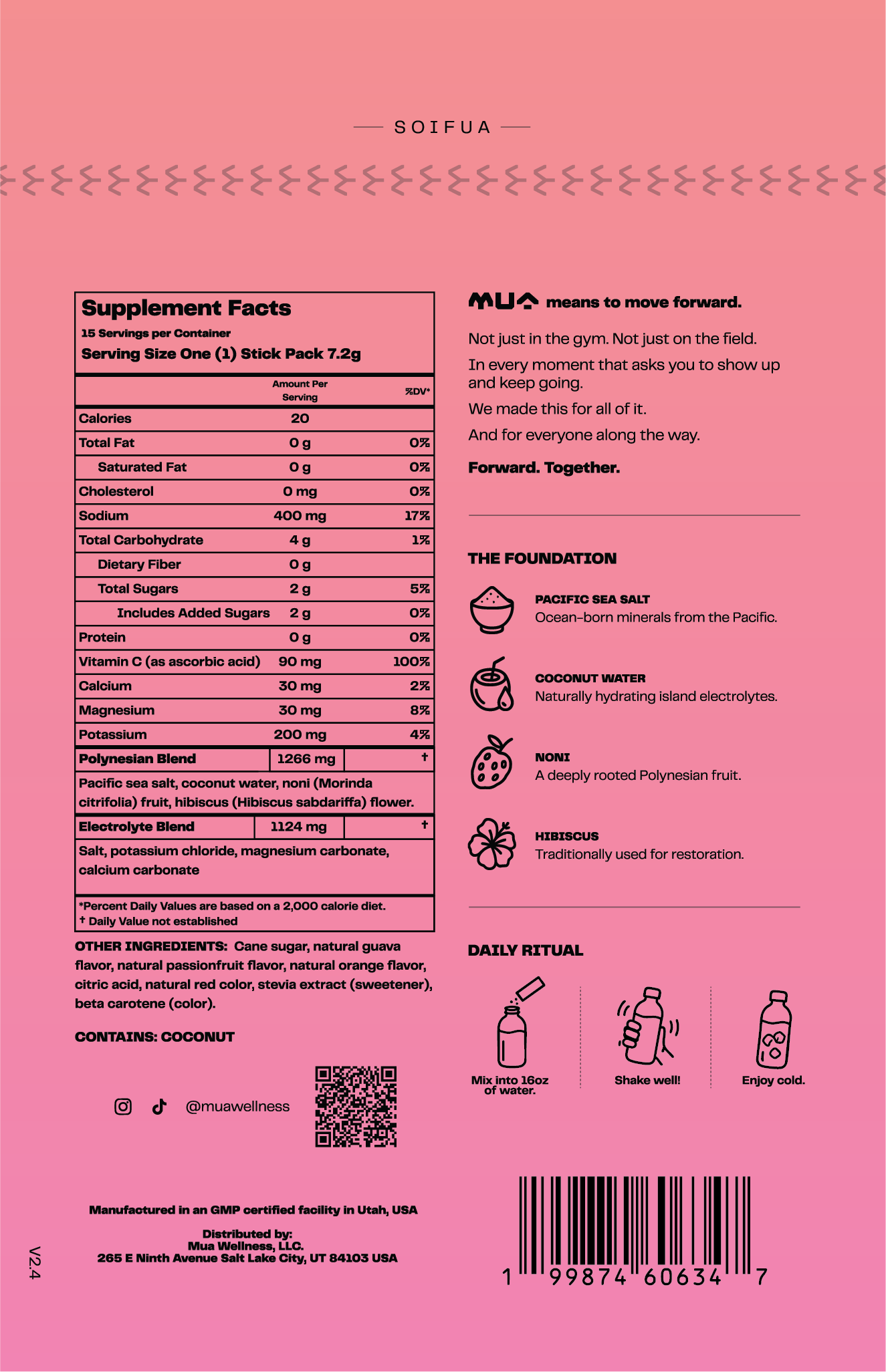 Tropical Nectar supplement facts and ingredient information
